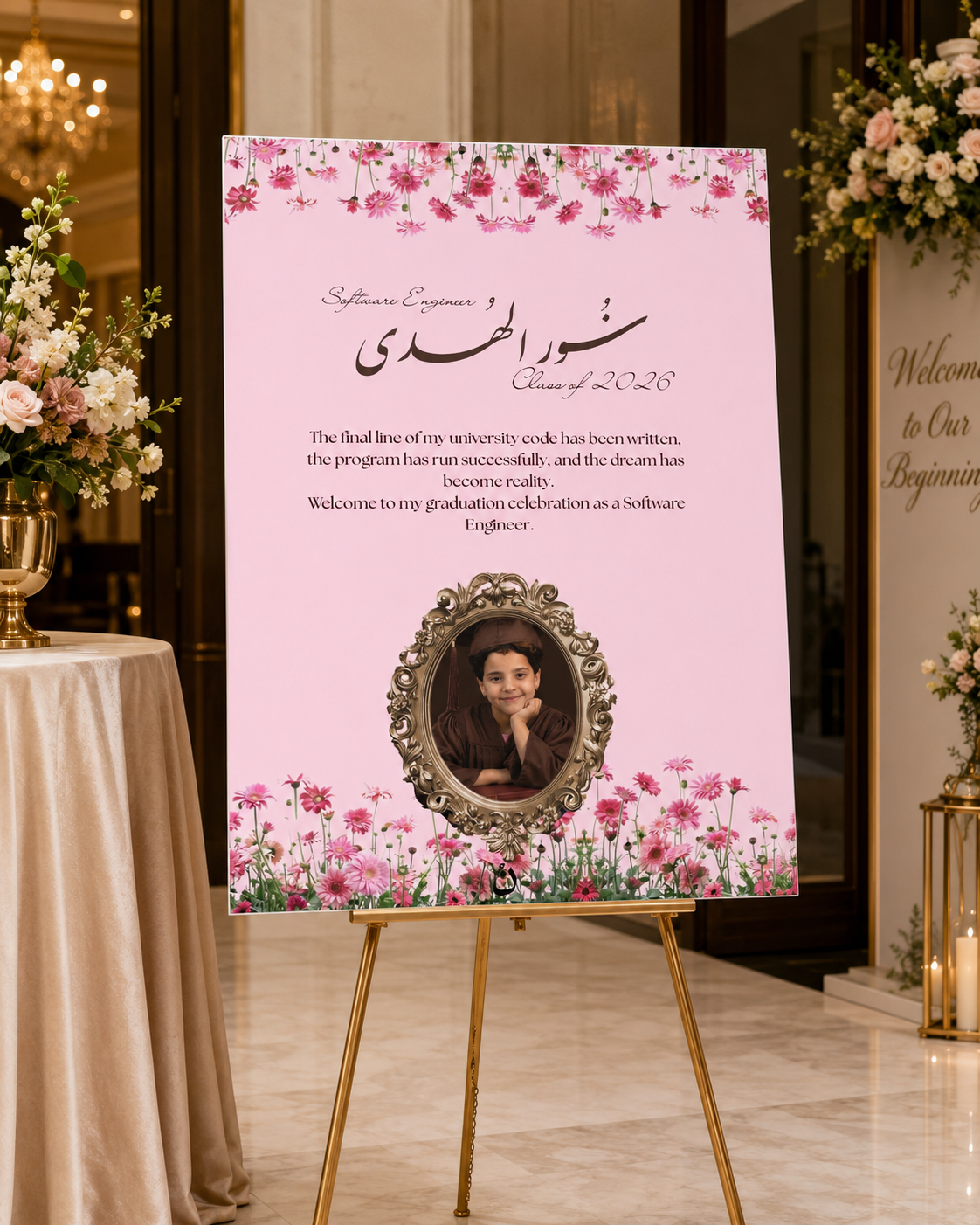 لوحة استقبال تخرج